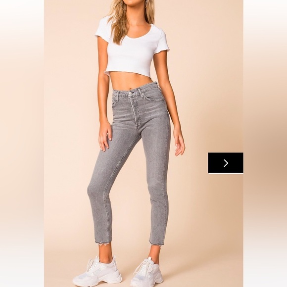 Agolde Nico High Rise Slim in Risk Grey Jeans - Picture 3 of 14